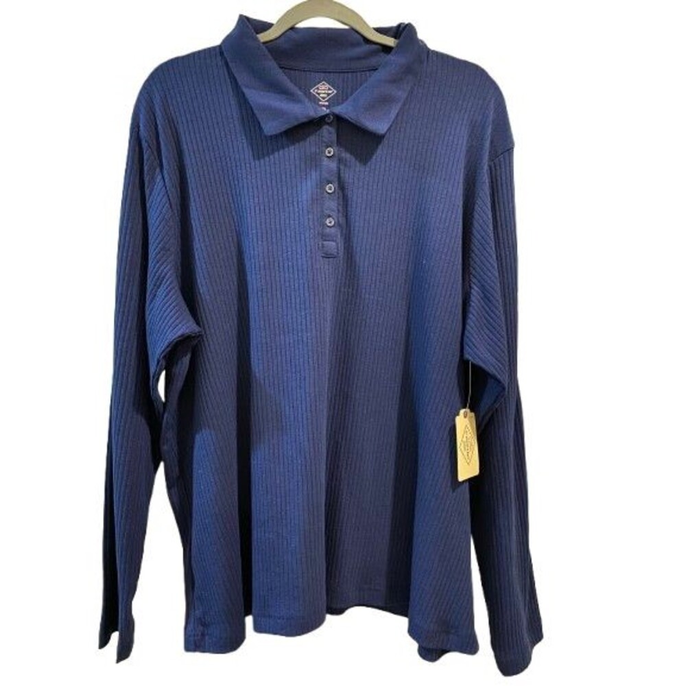 Women's 3X Long Sleeved Polo Shirt Collared Navy Blue St. John's Bay